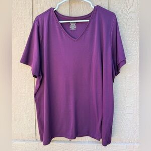 L.L. Bean Women’s V-Neck Short Sleeve Top - Plum Purple